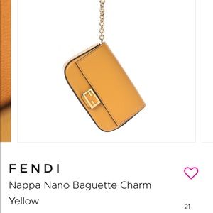 Fendi Nappa Nano Baguette Charm Yellow